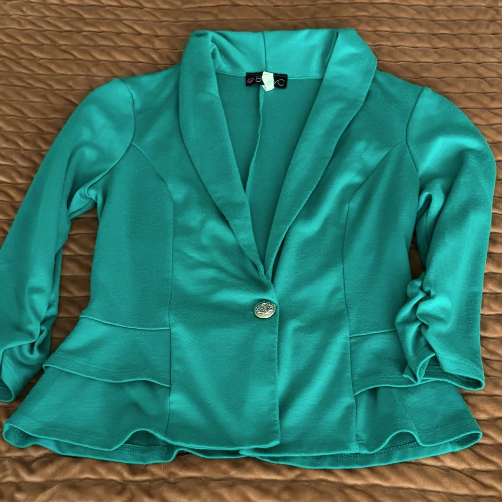 Blazer with ruffles and bow